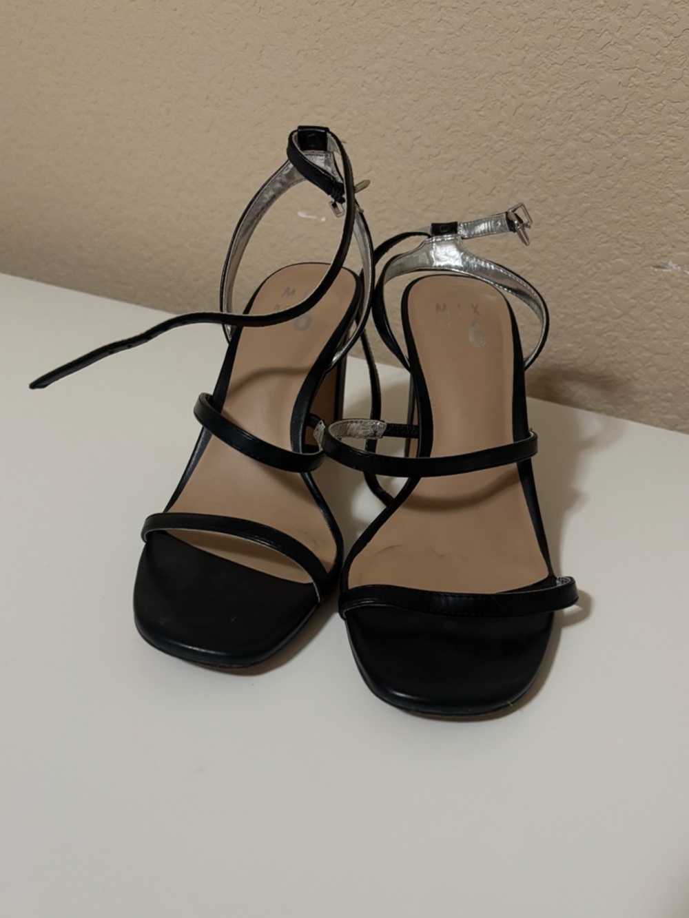 Black Strappy Ankle‑Wrap Heels - Women